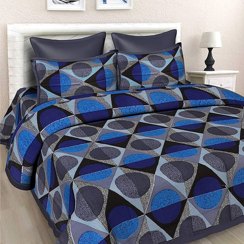 SheetKart 144 TC Circles Jaipuri Printed Cotton Double Bedsheet with 2 Pillow Covers - SheetKart
