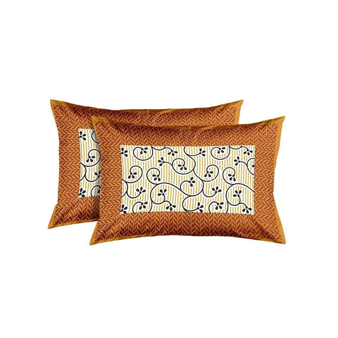 SheetKart 144 TC Premium Cotton Floral Double Bedsheet with 2 Pillow Covers, Orange - SheetKart