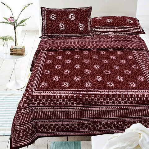 SheetKart Premium 144 TC Super Soft Cotton King Size Double Bedsheet with 2 Pillow Covers, Mehroon - SheetKart