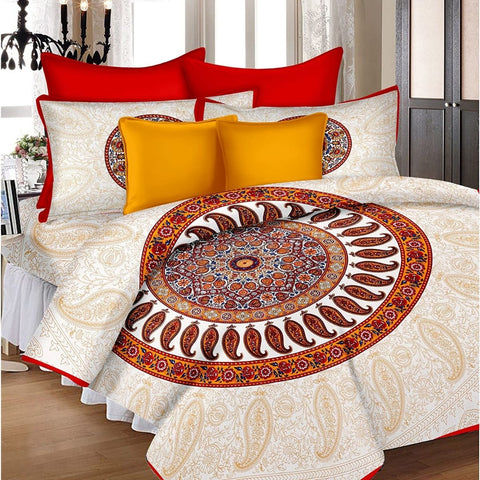 SheetKart 144 TC Floral Cotton Double Bedsheet and 2 Pillow Covers - SheetKart