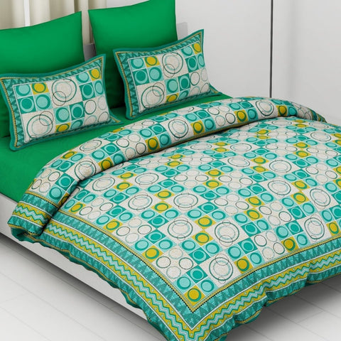 SheetKart Circles 144 TC Cotton Double Bedsheet with 2 Pillow Covers - SheetKart