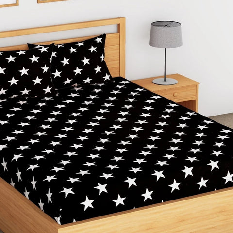 SheetKart Stars Cotton Jaipuri Double Bedsheet with 2 Pillow Covers - SheetKart