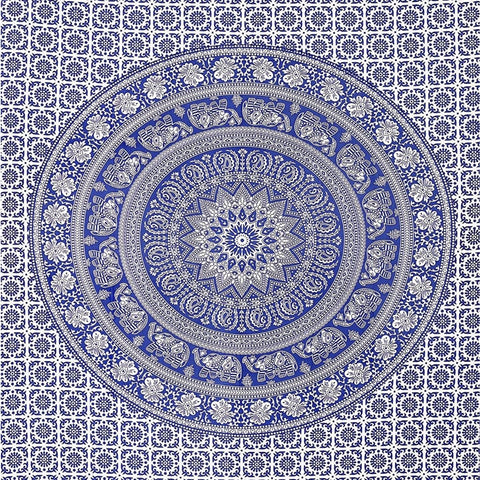 SheetKart Elephant Mandala Cotton Jaipuri Single Bedsheet - SheetKart