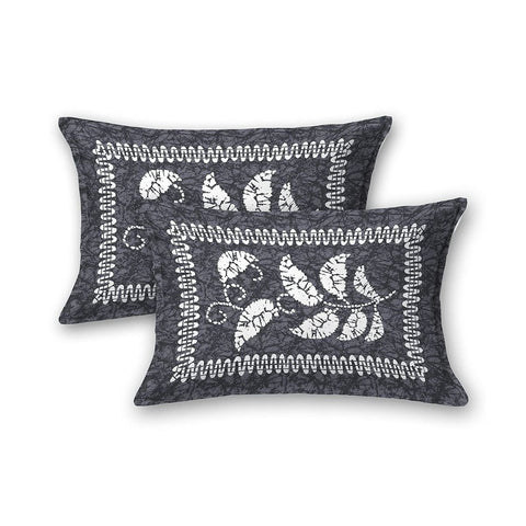 SheetKart 144 TC Cotton Floral Jaipuri Printed Double Bedsheet with 2 Pillow Covers, Fossil Grey