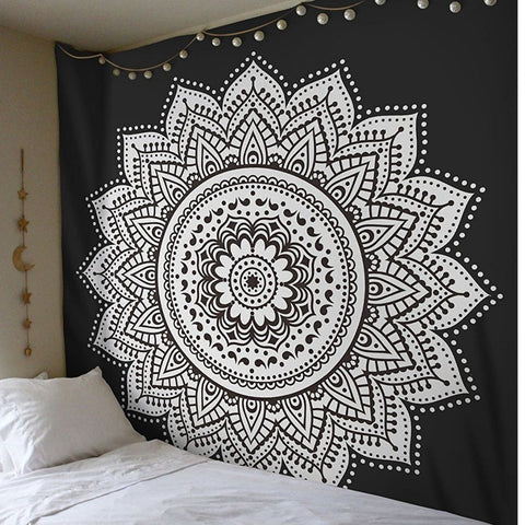 SheetKart Mandala Wall Hanging Tapestry Cotton, Superior Black, Large - SheetKart
