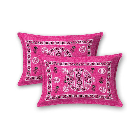 SheetKart 144 TC Mandala Floral Printed Jaipuri Cotton Double Bedsheet with 2 Pillow Covers, Pearl Pink