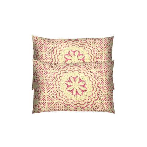 SheetKart 144 TC Cotton Printed Jaipuri King Size Double Bedsheet with 2 Pillow Covers, Pink Pearl - SheetKart