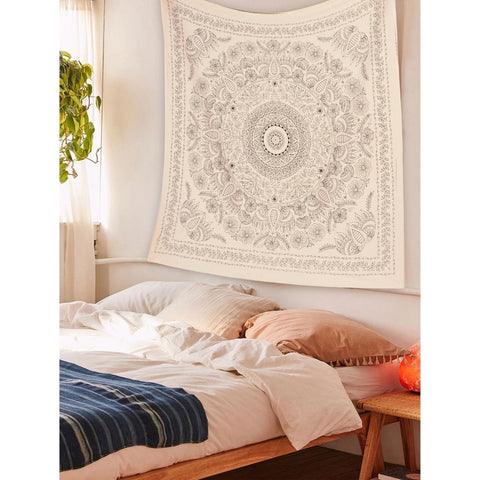 SheetKart Mandala Cotton Tapestry Wall Hanging, Wall Decor Tapestries - X-Small, Beige - SheetKart