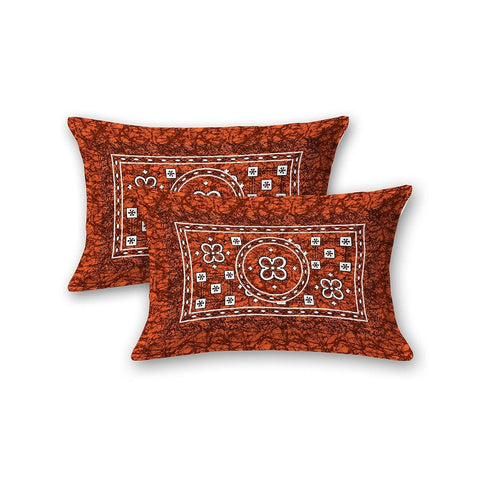 SheetKart Summer 144 TC 100% Cotton Double Bedsheet Jaipuri Printed with 2 Pillow Covers, Red