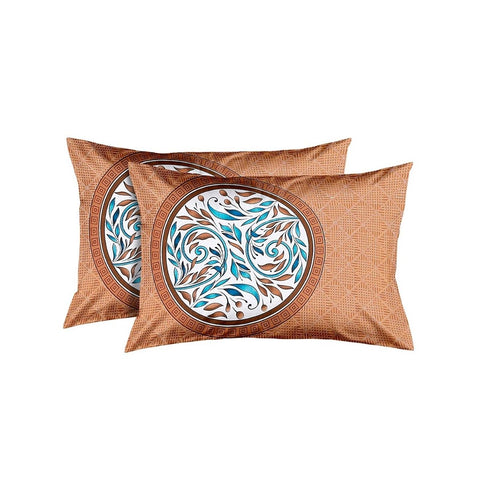 SheetKart 144 TC Premium Cotton Floral Mandala Double Bedsheet with 2 Pillow Covers, Mustard - SheetKart