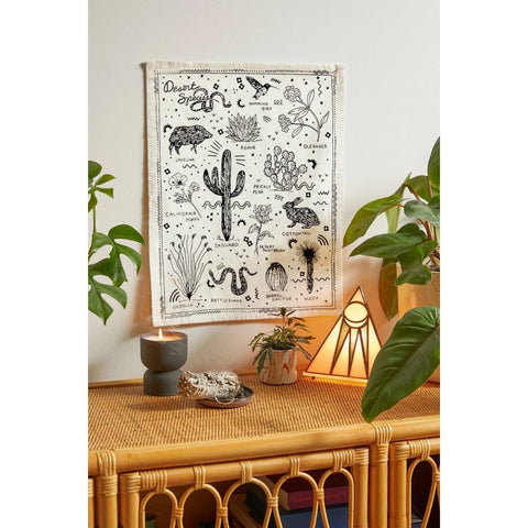 Flag Tapestry - Bohemian Cotton Printed Hand Made Wall Hanging Tapestries with Steel Grommets, Beige, Pack of 3 - SheetKart