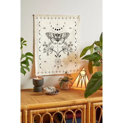 Flag Tapestry - Bohemian Cotton Printed Hand Made Wall Hanging Tapestries with Steel Grommets, Beige, Pack of 3 - SheetKart