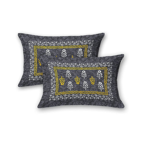 SheetKart 144 TC Motif Printed Jaipuri Cotton Double Bedsheet with 2 Pillow Covers, Light Grey