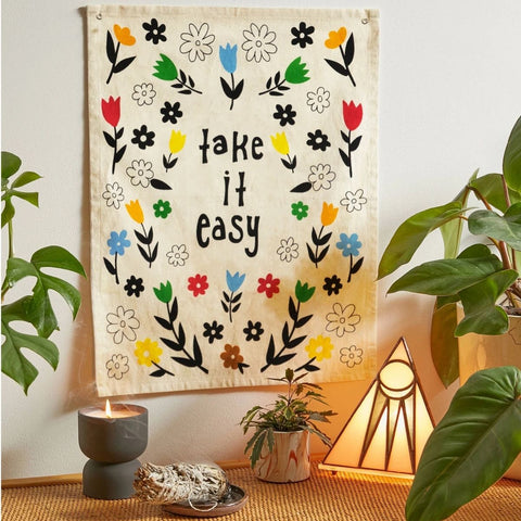 Flag Tapestry - Bohemian Cotton Printed Hand Made Wall Hanging Tapestries with Steel Grommets, Beige, Pack of 3 - SheetKart