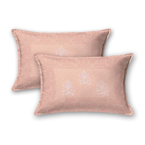 SheetKart Bedsheet for King Size Double Bed - Premium Traditional Floral Buti Printed 144 TC 100% Cotton with 2 Pillow Covers, Pink - SheetKart