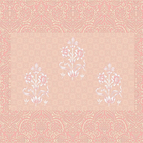 SheetKart Bedsheet for King Size Double Bed - Premium Traditional Floral Buti Printed 144 TC 100% Cotton with 2 Pillow Covers, Pink - SheetKart