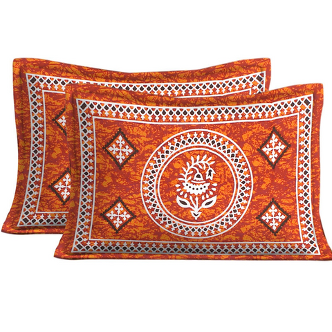 SheetKart 144 TC Cotton Floral Jaipuri Printed Double Bedsheet with 2 Pillow Covers - SheetKart