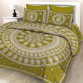 SheetKart Floral Cotton Jaipuri Double Bedsheet with 2 Pillow Covers, Green - SheetKart