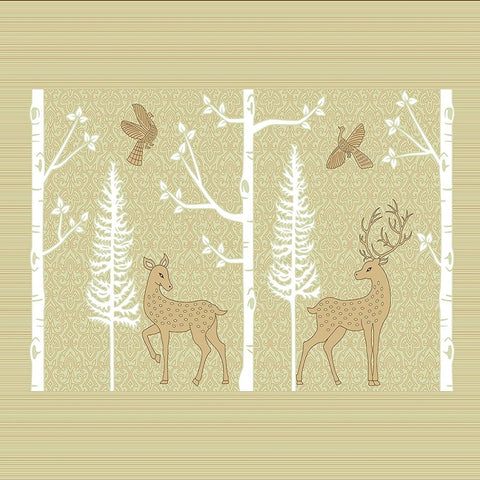 SheetKart Bedsheet for King Size Double Bed - Premium Traditional Deer Printed 144 TC 100% Cotton with 2 Pillow Covers, Yellow - SheetKart