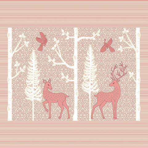 SheetKart Bedsheet for King Size Double Bed - Premium Traditional Deer Printed 144 TC 100% Cotton with 2 Pillow Covers, Pink - SheetKart
