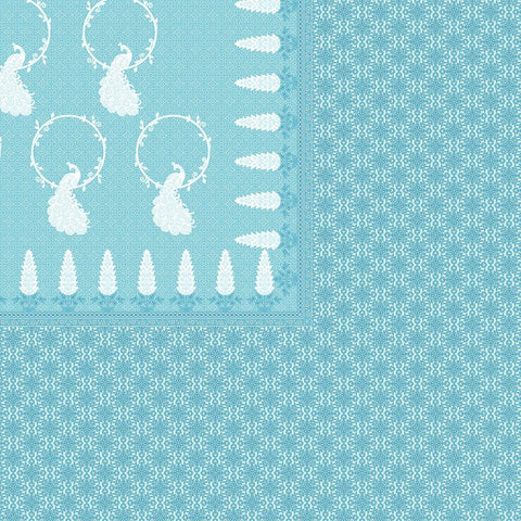 SheetKart Bedsheet for King Size Double Bed - Premium Traditional Peacock Printed 144 TC 100% Cotton with 2 Pillow Covers, Blue - SheetKart