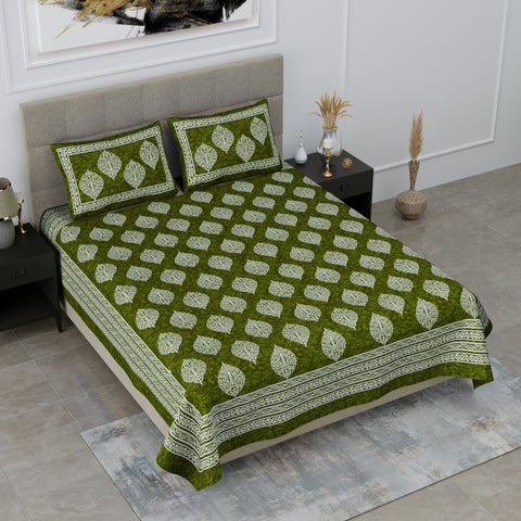 SheetKart Floral Cotton Jaipuri Single Bedsheet with 1 Pillow Cover - SheetKart