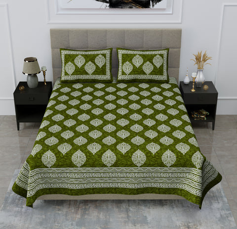 SheetKart Floral Cotton Jaipuri Single Bedsheet with 1 Pillow Cover - SheetKart