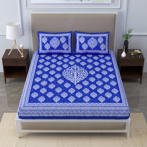 SheetKart Floral Cotton Jaipuri Double Bedsheet with 2 Pillow Covers - SheetKart