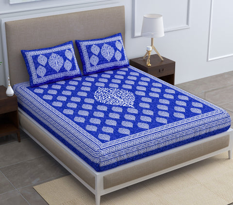 SheetKart Floral Cotton Jaipuri Double Bedsheet with 2 Pillow Covers - SheetKart