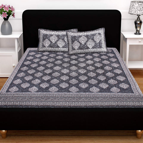 SheetKart Floral Cotton Jaipuri Double Bedsheet with 2 Pillow Covers - SheetKart