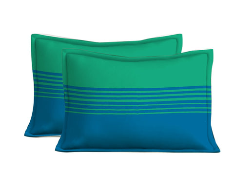 SheetKart 144 TC Cotton Floral Jaipuri Printed Double Bedsheet with 2 Pillow Covers, Blue and Green - SheetKart