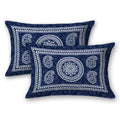 SheetKart Mandala Motif Printed 144 TC Cotton Double Bedsheet with 2 Pillow Covers - Navy Blue