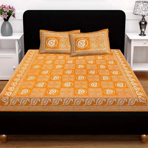 SheetKart Floral 100% Cotton Double Bedsheet with 2 Pillow Covers - SheetKart