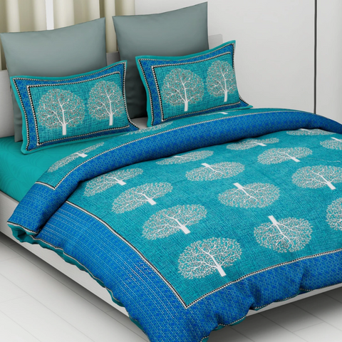 SheetKart Floral 100% Cotton Double Bedsheet with 2 Pillow Covers - SheetKart