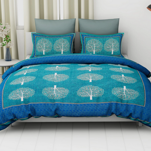 SheetKart Floral 100% Cotton Double Bedsheet with 2 Pillow Covers - SheetKart
