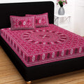 SheetKart 144 TC Cotton Floral Burgundy Color Jaipuri Printed Double Bedsheet with 2 Pillow Covers - SheetKart