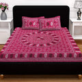 SheetKart 144 TC Cotton Floral Burgundy Color Jaipuri Printed Double Bedsheet with 2 Pillow Covers - SheetKart