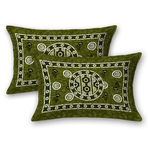 SheetKart - Glitz 144 TC 100% Cotton Double Bedsheet with 2 Pillow Covers, Nori Green 