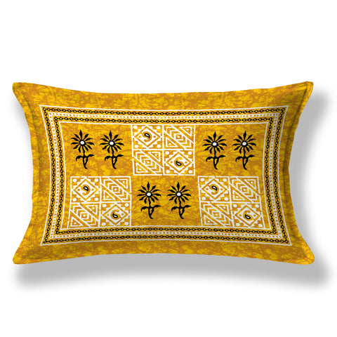 SheetKart 144 TC Cotton Single Bedsheet Floral Printed Jaipuri Bed Sheet with 1 Pillow Cover, Pebble Yellow