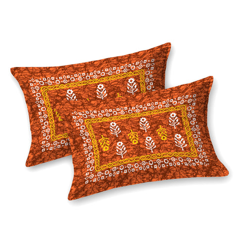 SheetKart Cotton Jaipuri Traditonal Sanganeri Printed Double Bedsheet King Size with 2 Pillow Covers, Red 