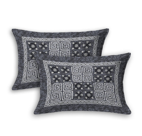  
SheetKart Mist 144 TC 100% Cotton Double Bedsheet Jaipuri Printed with 2 Pillow Covers, Grey