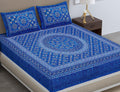 SheetKart Summer 144 TC 100% Cotton Double Bedsheet Jaipuri Printed with 2 Pillow Covers, Blue 