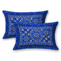 SheetKart Summer 144 TC 100% Cotton Double Bedsheet Jaipuri Printed with 2 Pillow Covers, Blue 
