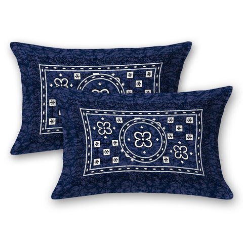SheetKart - Summer 144 TC 100% Cotton Double Bedsheet with 2 Pillow Covers, Naval Blue