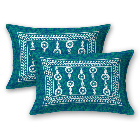 SheetKart - Glitz 144 TC 100% Cotton Double Bedsheet with 2 Pillow Covers, Sea Green