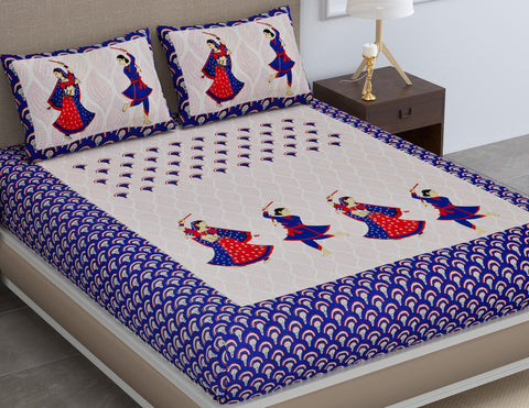 SheetKart 104 TC 100% Cotton Double Bedsheet with 2 Pillow Covers, Blue