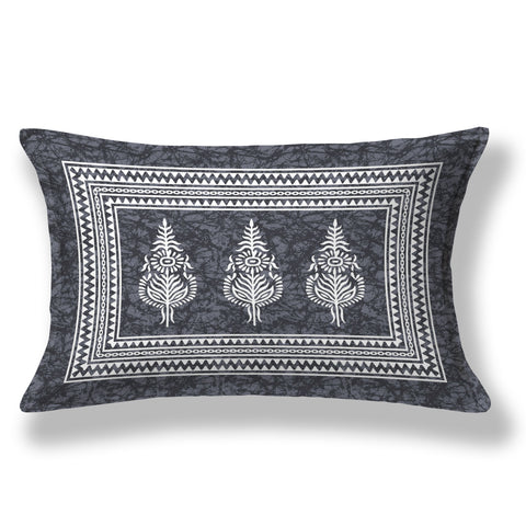 SheetKart Blossoms 100% Pure Cotton Jaipuri Printed Bedsheet for Single Bed with 1 Pillow Cover, Traditional Ethnic Bed Cover - Smoky Grey