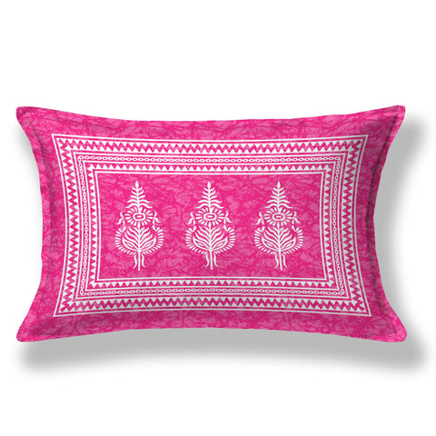 SheetKart Motif Floral 100% Cotton Single Bedsheet with 1 Pillow Cover, Jaipuri Printed Bed Cover - Pink