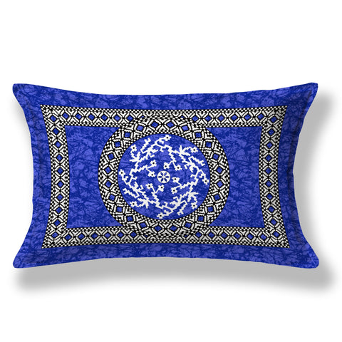 SheetKart Blossoms 100% Pure Cotton Jaipuri Printed Bedsheet for Single Bed with 1 Pillow Cover, Traditional Ethnic Bed Cover - Indigo Blue