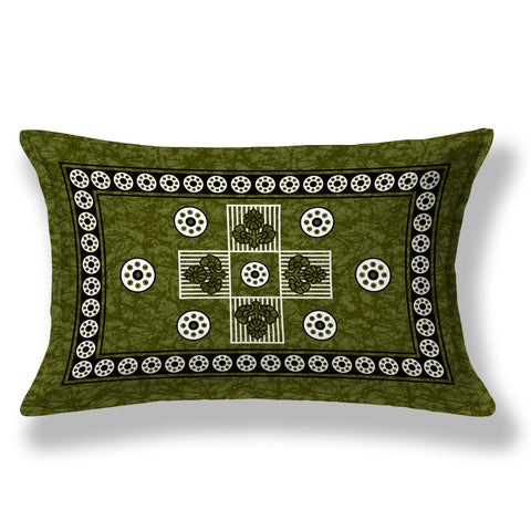 SheetKart Blossoms 100% Pure Cotton Jaipuri Printed Bedsheet for Single Bed with 1 Pillow Cover, Traditional Ethnic Bed Cover - Pea Green